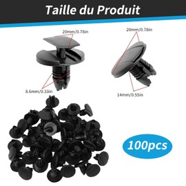 Xerteam 100 Clips de Fixation Voiture, Fixation Rivet Plastique Remplacement Clips Voiture Fender Clips de Fixation Clips de Voiture Fixation Parechocs Pieces Car Compatible with Peugeot