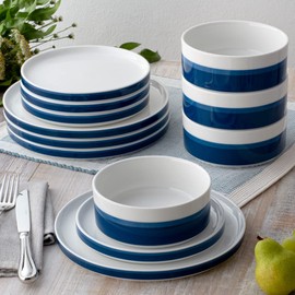 Noritake ColorStax Stripe Blue 12-Piece Dinnerware Set, Service for 4