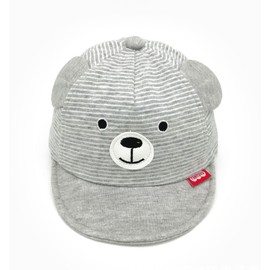 iEasey Newborn Baby Bear Striped Baseball Cap Infant Cotton Soft Brim Sun Protection Hat Spring Summer Travel Anti UV Sun Hat Snapback Peaked Adjustable Hat for Baby 3-12 Months