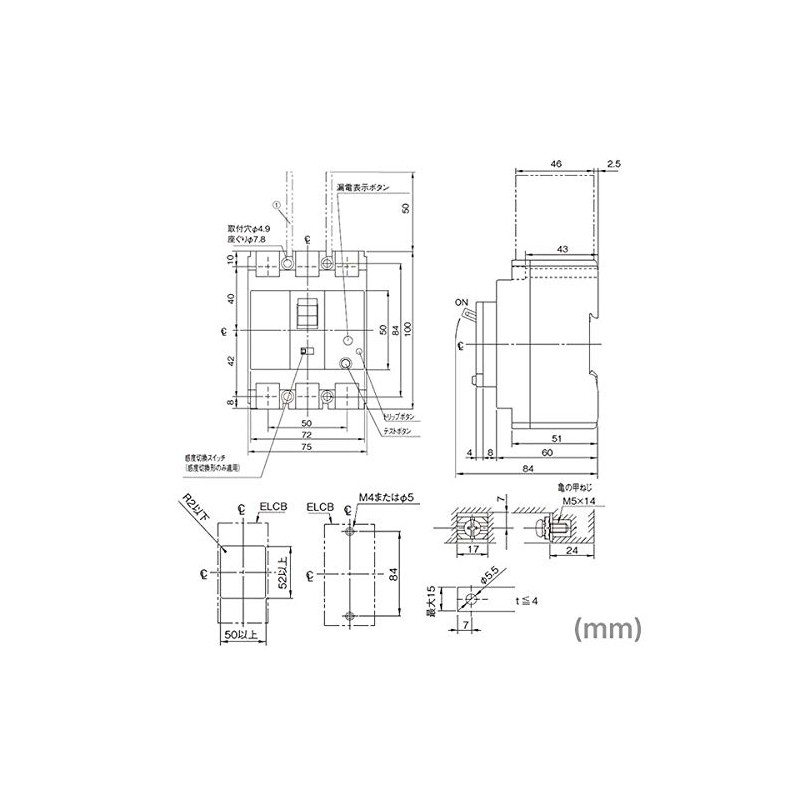 Fuji Electric EW32AAG-3P015B 4B GT-Leakage Circuit Breaker for General Wiring