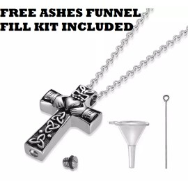 Fashion Jewelry CLADDAGH IRISH CELTIC ASHES URN MEMORIAL Pendant 18" 925 Plated Silver Necklace