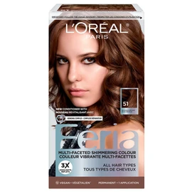 L’Oréal Paris Feria Multi-Faceted Shimmering Permanent Hair Dye, 51 Bronzed Brown, Permanent Hair Color for Long Lasting Hair Dye with Bonding Complex Conditioner, Pack of 1 (Packaging May Vary)
