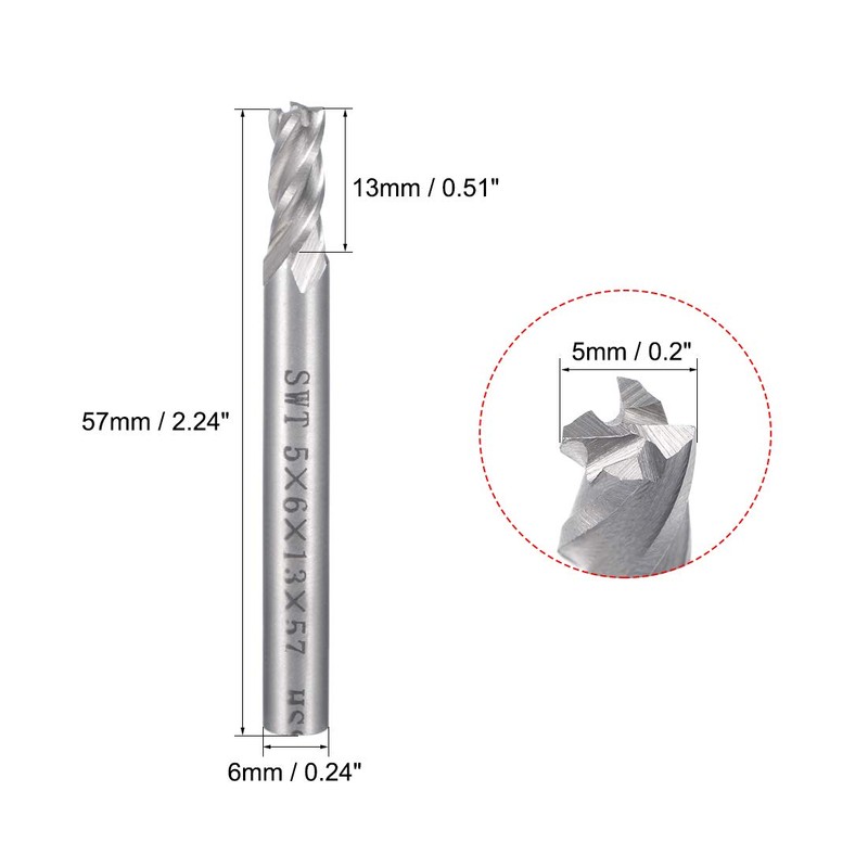 Sourcingmap 6mm Shank 5mm x 13mm Straight Flat Nose End