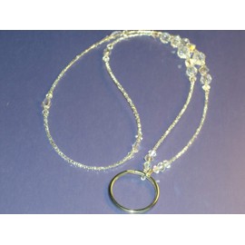Eyeglass Chain Clear Crystal Faceted with RING "Mary" Glass 28 inches