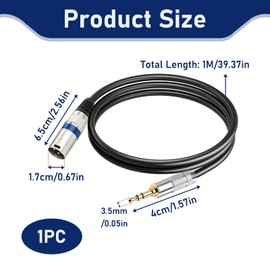 3.5mm Mini Jack to XLR Cable, Mini Jack Aux to XLR Male, 1/8 inch Aux Stereo to XLR Adapter Microphone Cord for Mixing Console, Powered Speakers, Audio Interface, Laptop, Smartphone Tablet (1M)