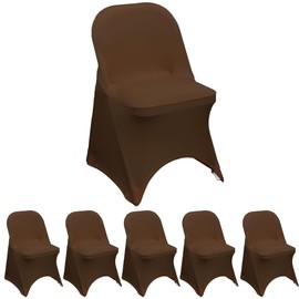 YOUR CHAIR COVERS - Spandex Folding Chair Bands for Party Wedding Dining, Fitted Universal Seat Protector (Chocolate Brown, 6pcs)