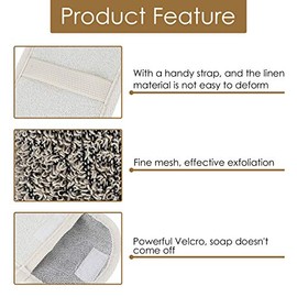 Linkidea 3 bolsas protectoras de jabón, bolsa de jabón exfoliante de lino, exfoliante corporal, soporte de esponja para colgar bolsas de cuerda para b
