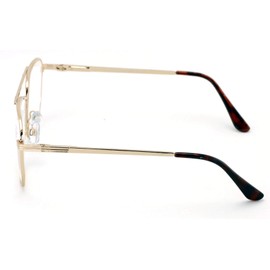 V.W.E. Metal Aviator Reading Glasses - Big Lens Spring Hinge Square Reader (Gold, 1.50)