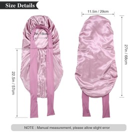 Long Satin Bonnet for Women - Double Layer Elastic Silk Bonnet for Braids Hair Sleeping Cap with Tie Band (AU, Alpha, One Size, Rose Gold)