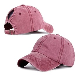 YAMEE Baseball Cap, Women's Summer Ponytail Cap, Vintage Men's Sun Hat, Sun Protection, Sports Cap, Baseball Hat (Head Circumference 54-60 cm), 1/Red