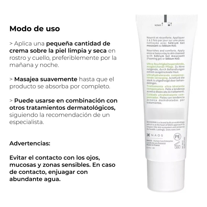 Bioderma Sébium Hydra Crema Hidratante Y Calmante Acné 40ml Acneica