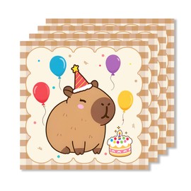 ParPix 20 Stk Capybara Servietten, 33x33cm Capybara Geburtstag Servietten, Kapibara Kindergeburtstags Papierservietten, Capibara Serviettens,Capybara Kinder Geburtstag Serviettens,Capybara Party Deko