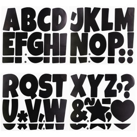 52 Pieces Black Vinyl Letter Stickers, Large Waterproof Cute Capital Alphabet Sticker and Punctuation Stickers for Mailbox, Home Decor,Windows