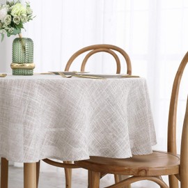 maxmill Flaxy Faux Linen Tablecloth with 2-Tone Slubby Texture Wrinkle Resistant Anti-Shrink Soft Table Cloth for Kitchen Dining Restaurant Tabletop for Event Holiday Dinner Round 70 Inch Linen