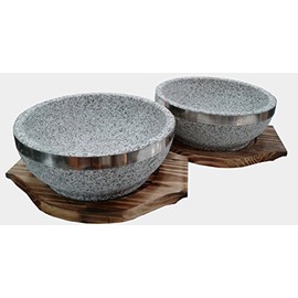 SUNRISE Kitchen Supply Natural Stone Bowl Pack of 2 (18 oz)