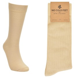 No Cold Feet Men’s Dress Socks, Fun Colorful, Mid-Calf, Cotton Blend, Solid Color, Champagne, 1 Pack