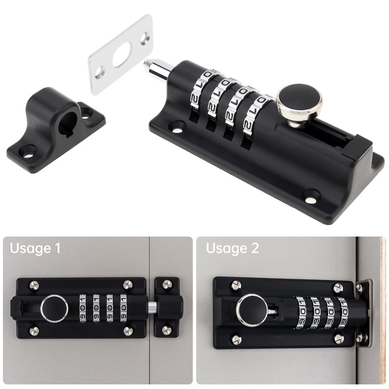 HOJLKLD Combination Locking Bolt, 4 Digit Combination Door Security Slide