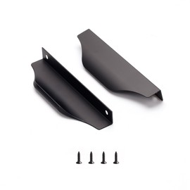 Satanga Edge Finger Pulls for Cabinet Kitchen Drawer knobs Low Profile Door Dresser Bathroom Long Cupboard Furniture Handles Aluminum 6 Pack Matte Black 6" Easy Installation