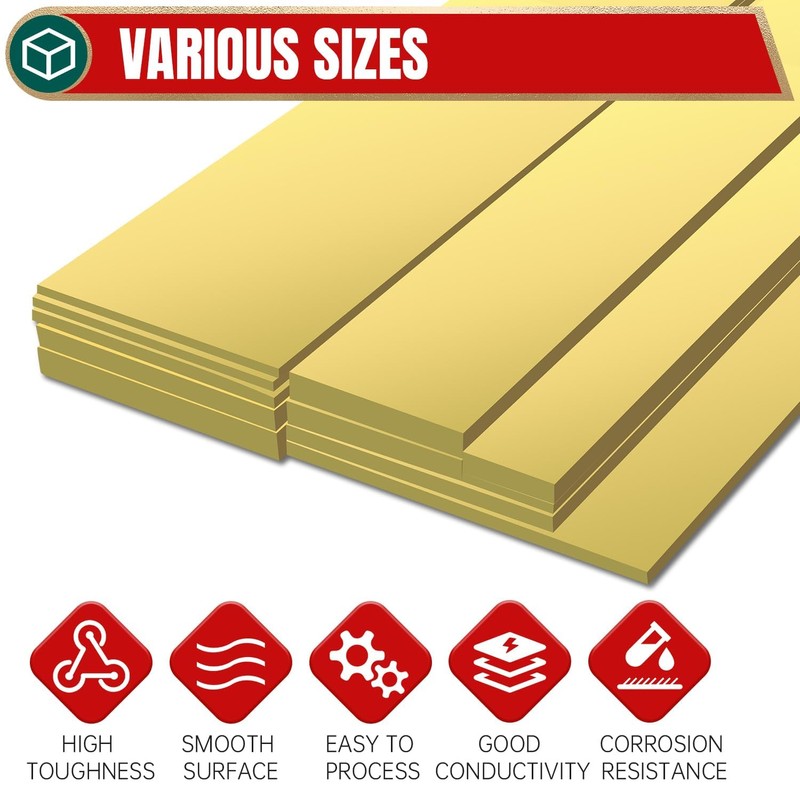 Uxney 3/16" x 3" x 8" Brass Bar Stock, 5x75x200mm