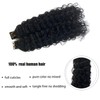 Curly Tape in Hair Extensions,14inch Natural Black Water Wave Real