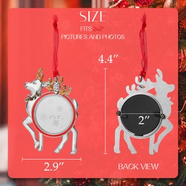 sucurcoo【 Christmas Tree ELK Ornaments 2024 】 2" Photo Frame Insert, Bringing Cute and Warm Christmas Decoration to Babies, Families, and Couples Perfect (Elk)