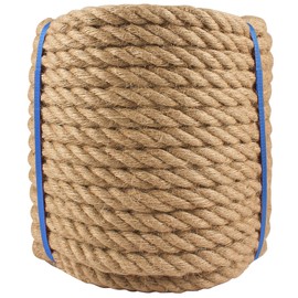 Manila Rope 3/4 Inch x 100ft - Natural Hemp Rope,Heavy Duty 4-Strand Twisted Ropes for Use for Hammock, Docks, Bundling, Home Decor, Crafts, Gardening (100 Feet, 0.75" Thick)