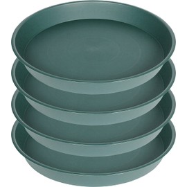 Bleuhome 4 Pack of 18 19 inch Plant Saucer Drip Tray (16.6 inch Base), Heavy Duty Large Deep Plant Saucers for Pots, Plastic Flower Planter Water Trays for Indoors Outdoor (19", Green)