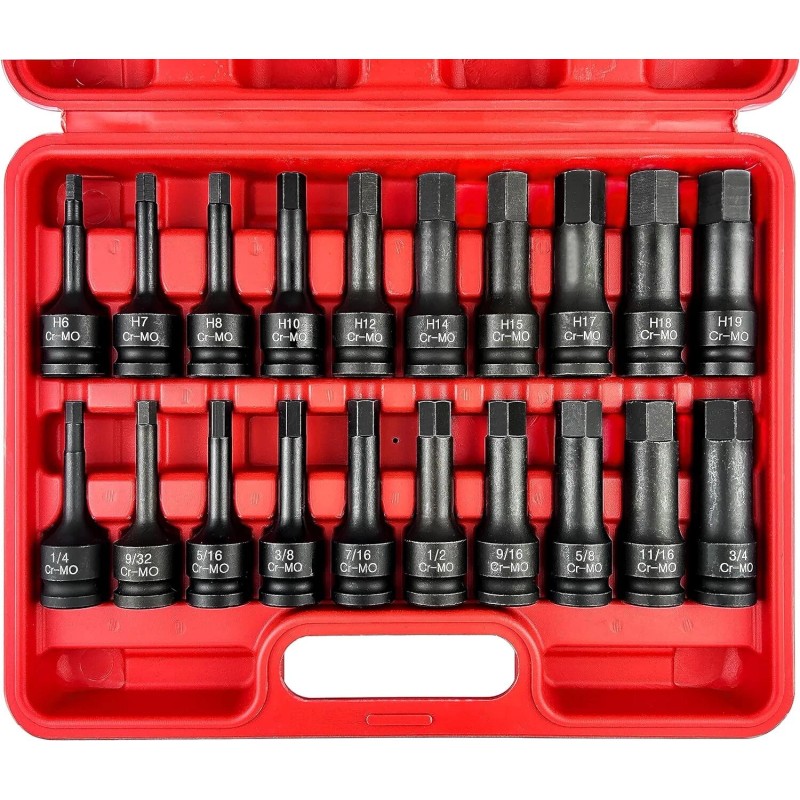 MIXPOWER 1/2 Drive Master Impact Hex Bit Set 20 Piece