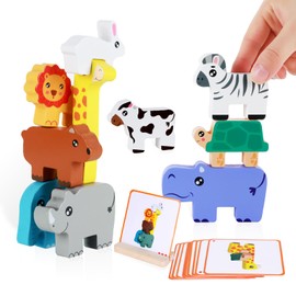 OSLINE Montessori Toys for 1 2 3 Year Old Boys Girls Gifts,Building Blocks Animal Stacking Toys for 2-5 Year Olds- Christmas Easter Birthday Gift (Blocks-2)