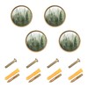 xigua Pine Trees 4 Pack Cabinet Knobs, Round Zinc Kitchen