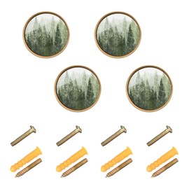 xigua Pine Trees 4 Pack Cabinet Knobs, Round Zinc Kitchen Drawer Pulls, 1-1/4 Inch Kitchen Cabinet Knobs for Door, Drawer, Dresser & Closet