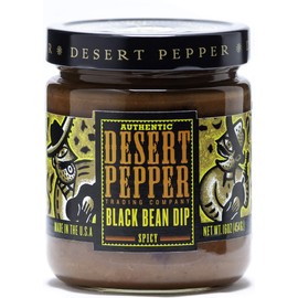 Desert Pepper Spicy Black Bean Dip with Black Beans, Jalapeno Peppers and Fresh Vegetables, Gluten-Free, Low Carb Snack 16 oz, Pack of 1