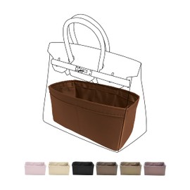 DGAZ Bag Organizer Satin thick,Silk,Luxury Handbag Tote in Bag Shapers, Women- Fits Birkin25/30/35/40 Bags (Gold, BK30)