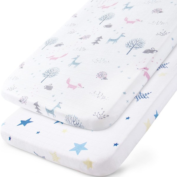 Muslin Bassinet Sheets 20''x33'' Fit for Baby Delight, Mika Micky,