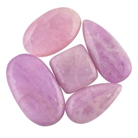Natural Pink Kunzite Gemstones and Crystals Cabochon Lot, DIY Jewelry Making Loose Gemstones, Chakra Healing Crystals, Wire Wrapping Cabochons, Pack of 5 Pcs