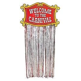 Carnival Foil Door Curtain Decor (Over 7 feet Long) Circus Party Decorations for Events and Birthdays