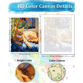 TOCARE Cat Paint by Numbers Kit for Adults, Orange Cat Paint by Number Canvas,Adults' Paint-by-Number Kits for Kitty Lovers 16x20inch (Without Framed)