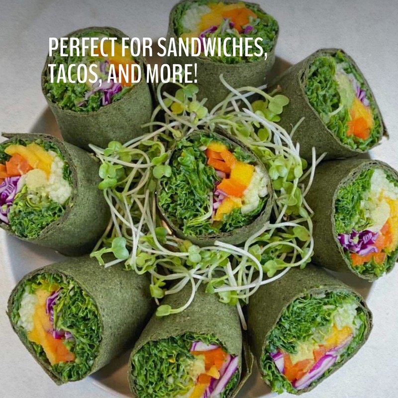 WrawP Organic Veggie Wrap - Spirulina (1PACK) Gluten Free, Plant-Based