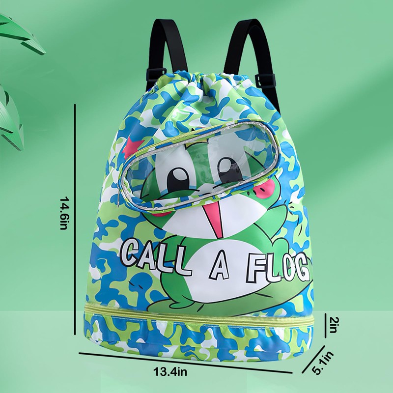Kids swimming bag，double-layer swimming bag kids waterproof，dry and wet storage