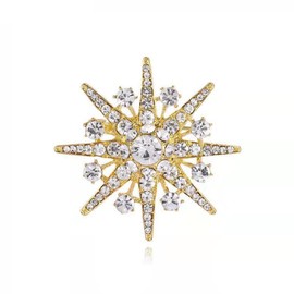 Star Brooch Sparkly Crystal Eight-pointed Star Elegant Brooch Pin Winter Snowflake Baroque Brooch Bride Wedding Party Birthday for Women Lapel Pins Dress Suit Bouquet Accessories Jewelry Art Deco