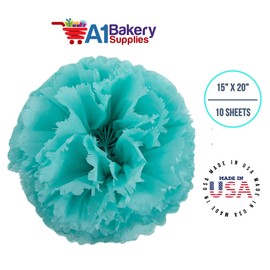 Tissue Paper Squares, Bulk 10 Sheets, Premium Gift Wrap and Art Supplies for Birthdays, Holidays, or Presents by A1BakerySupplies, Small 15 Inch x 20 Inch (Aqua Blue)