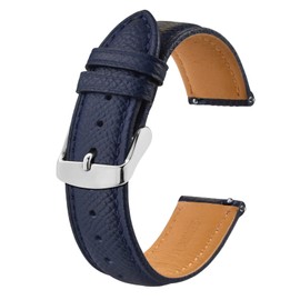 BISONSTRAP Watch straps with quick release, texture leather watch strap for men and women, 18 mm, 20 mm, 22 mm, Dark Blue/Silver Buckle, Strap.