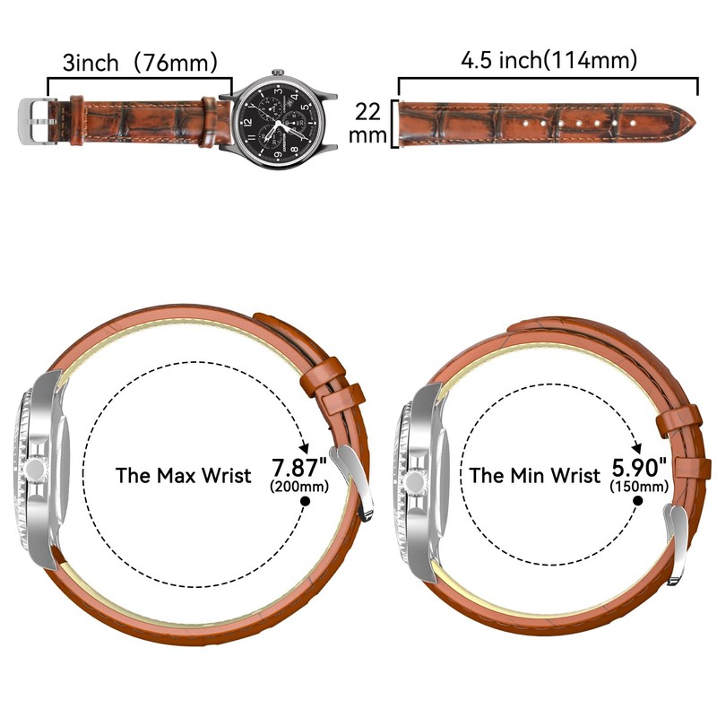RBIPO Genuine Leather Watch Strap, Alligator Grain Quick Release Replacement
