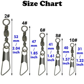 OKVGO Fishing Barrel Swivel with Interlock Safety Snap, Copper Alloy Solid Ball Bearing Swivels Snaps Connector for Quick Connect Lures Fishing Tackle Box Kit Size 6# 8# 10# 12# 14# Style A (100)