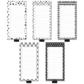 5 Pack Scandi Minimalist Vintage Floral Magnetic Notepads with Pen Holder 50sheets Per Pad 3.3"x8.3" for Fridge,Shopping List Grocery List,to do List,Memo,Remider,Note,Recipes Black White