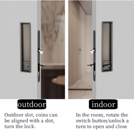 Hoconnie Pocket Door Handle Lock with Edge Pull, Privacy Sliding Door Mortise Lock, Recessed Sliding Door Hardware for 1 1/2‘’- 1015/16‘’ Thickness Door (Gold Rectangle)