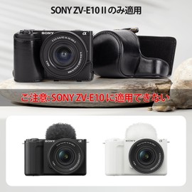 kinokoo SONY ZV-E10 II Case, Sony ZV-E10 M2/SONY ZV-E10 MARK 2 Camera Case ZV-E10 II Accessory Compatible with 16-50mm Lens Full Surface Protective Cover with PU Leather Strap, Black
