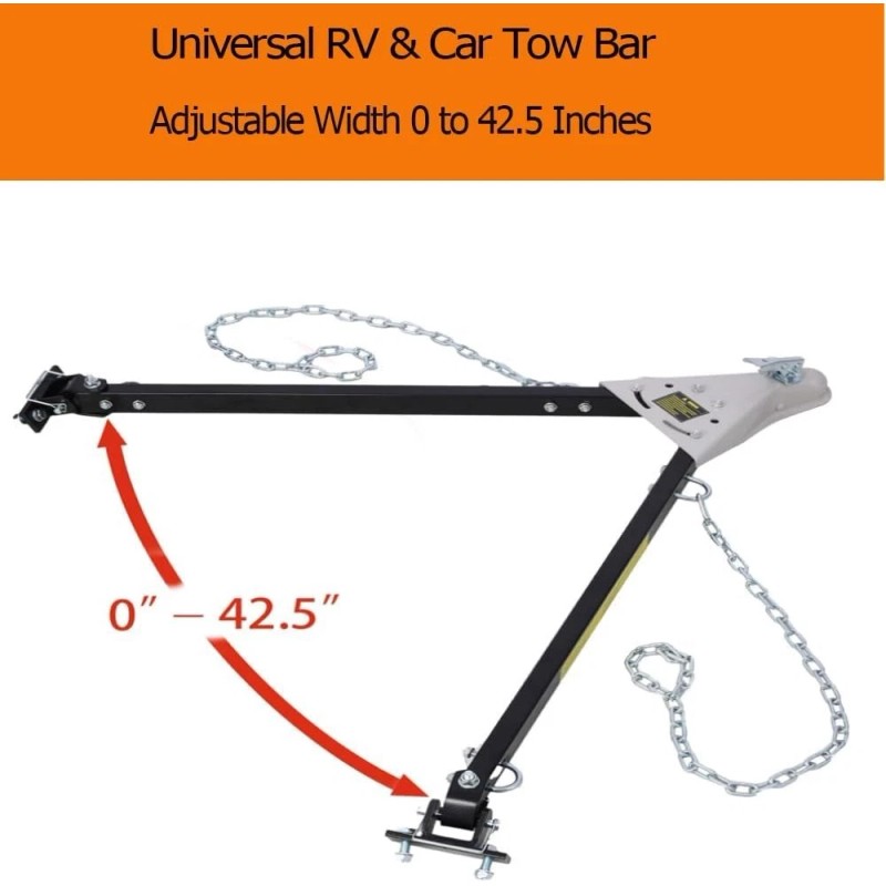 Unbranded Adjustable Towing Bar Bumper Mount w/ 2X Chains Universal