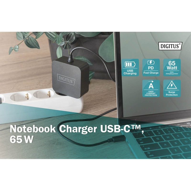 DIGITUS Notebook Charger USB-C Power Supply 65W PD3.0
