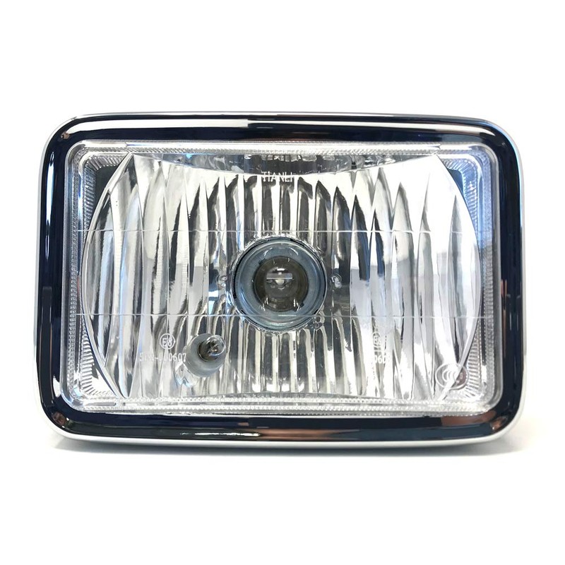 Alchemy Parts Retro-Style Motorcycle Rectangular 12V Headlight in Gloss Black